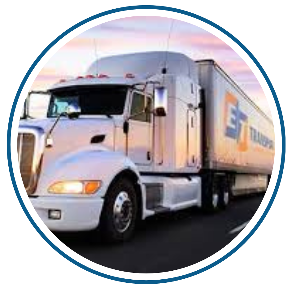 white truck in round frame