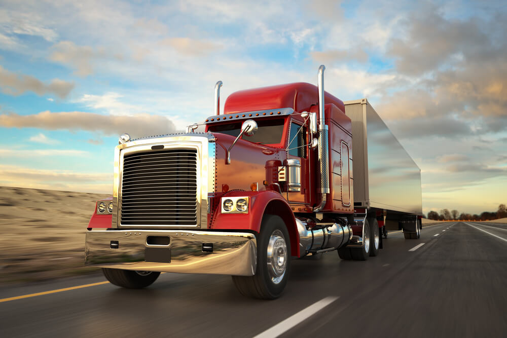 red truck on a road in hd background