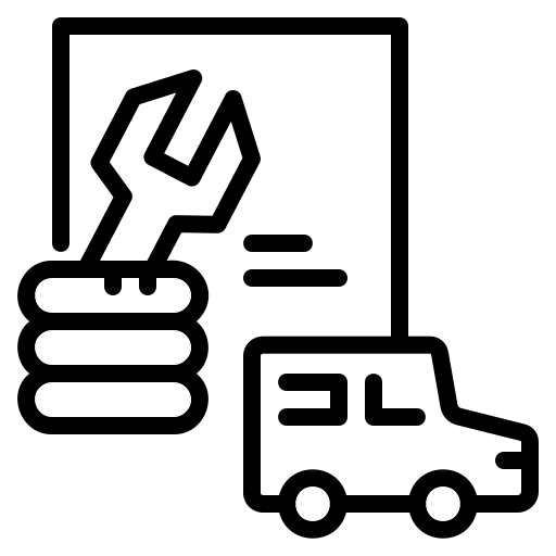 icon of van with stammer in a hand
