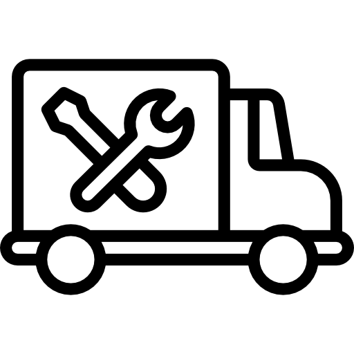 Icon of a delivery truck with a wrench