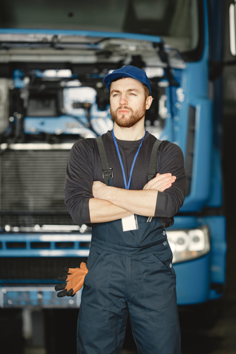 a person in a garage