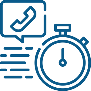 a blue color icon of clock and phone